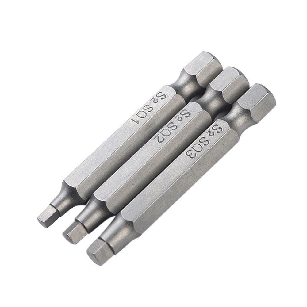 3Pcs 50mm 1/4inch Electric Screriver Drill Bit Hex Shank Magnetic Square Head