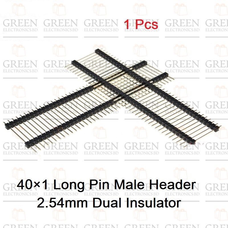 40×1 Long Pin Male Header 2.54mm Dual Insulator