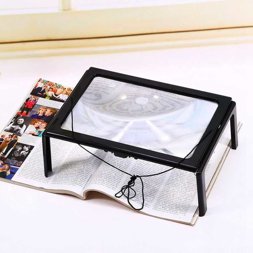 3X Magnifier A4 Page Hands Free Four Foldable Legs 4 Led Lamps