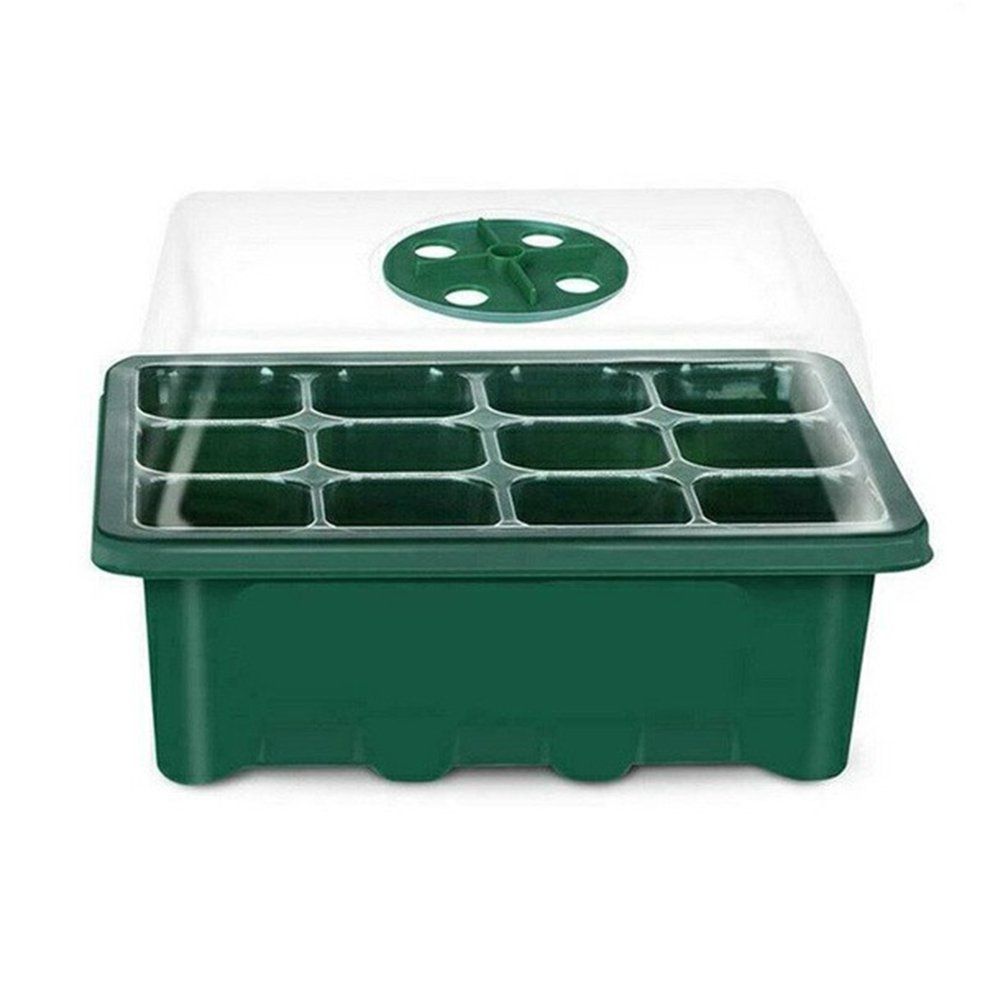 MA 12 Hole Seedling Tray With Stomata Sowing Leaf Insert Box Heat Preservation-185 * 145 * 110mm green