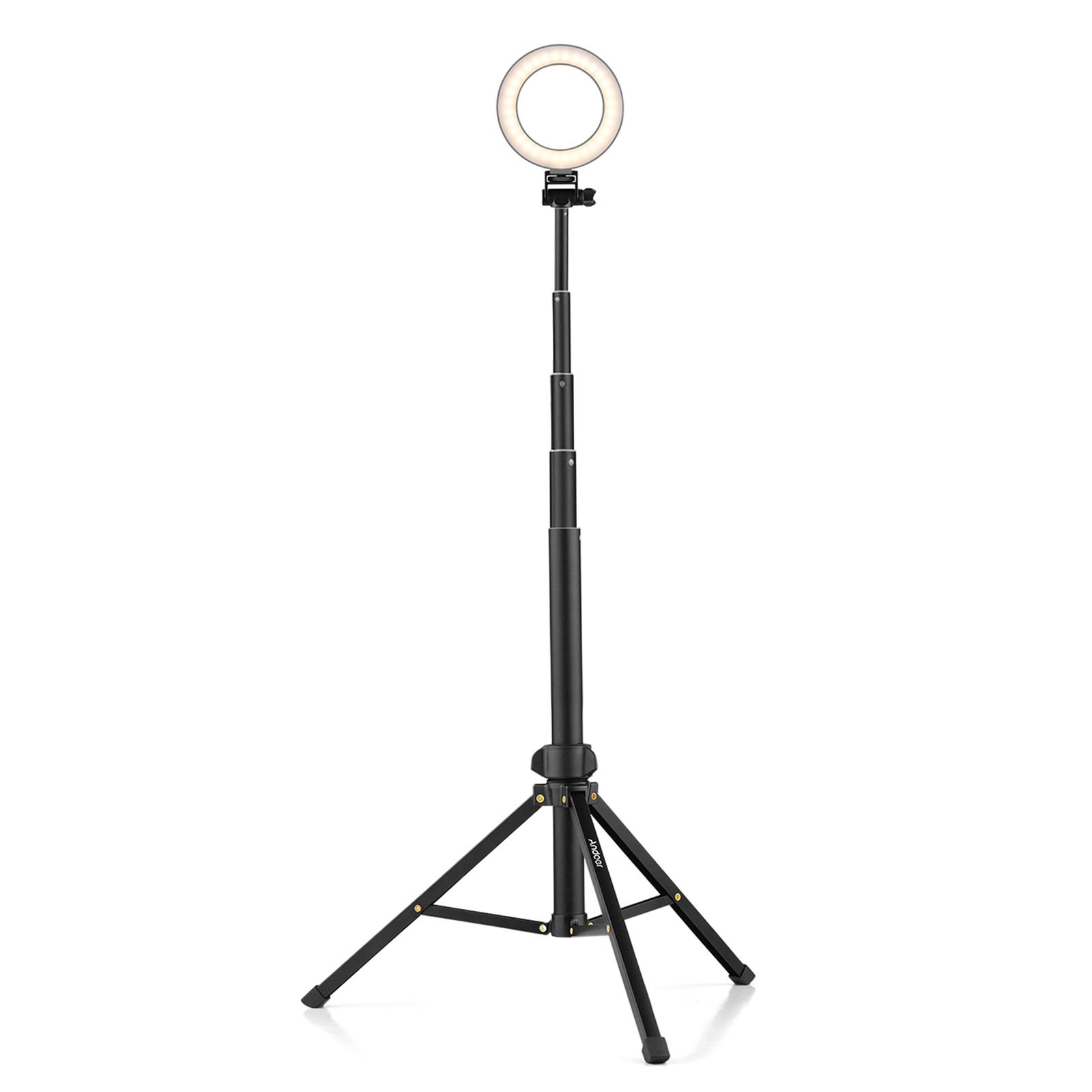 1.5m/59in 2-in-1 Tripod Stand + Extendable Selfie Stick Aluminum Alloy with Phone Holder Remote Shutter Compatible with iPhone Android Phones for Selfie Group Photo Live Streaming