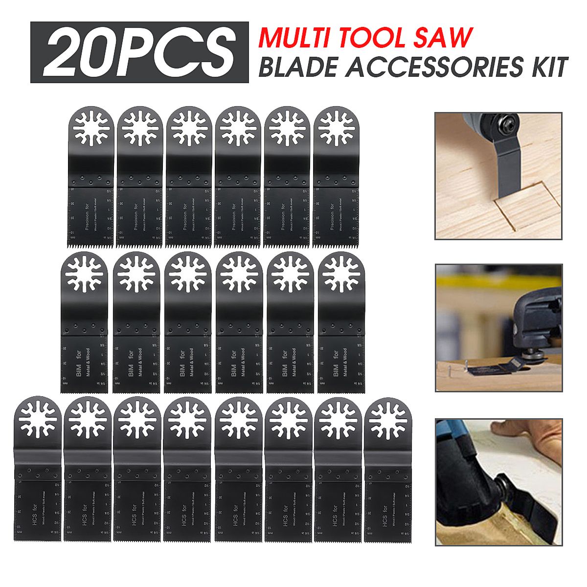 20pcs 35mm High Carbon Steel Multimaster Oscillating Multi Tool Saw Blades Cutter Accessories kit