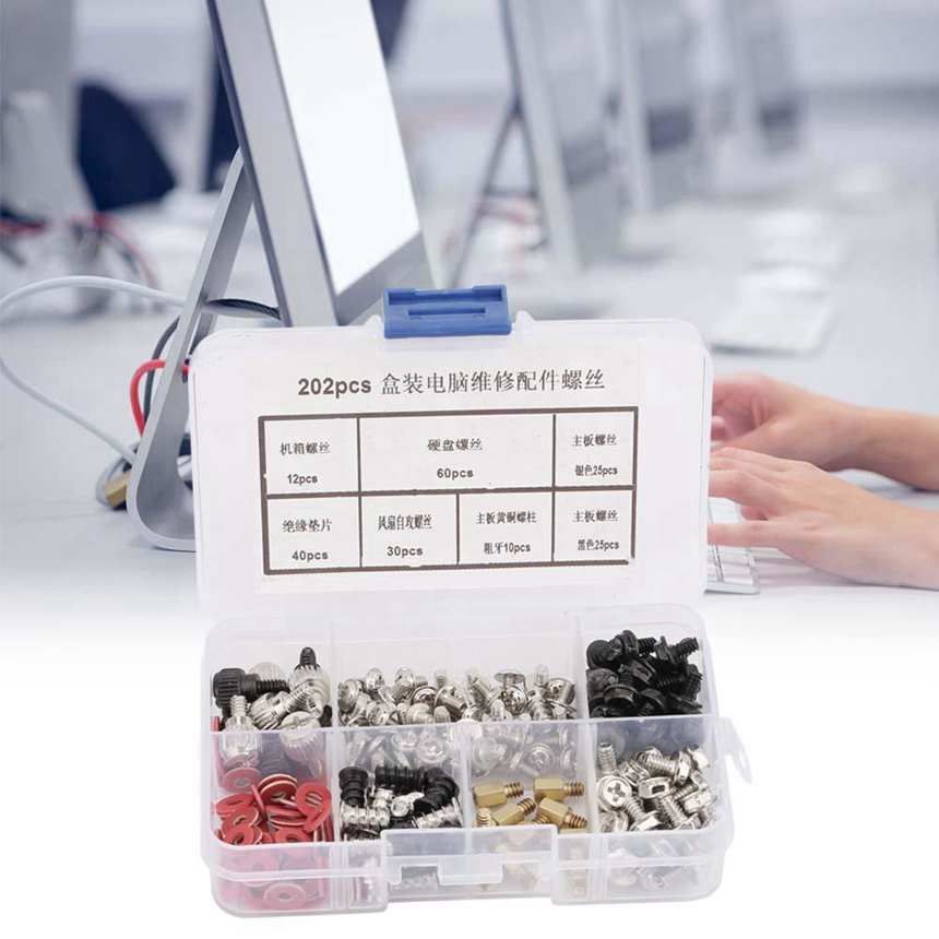 Motherboard Screws 202Pcs Hard Disk PC Assortment Kit Computer Repairing Accessories
