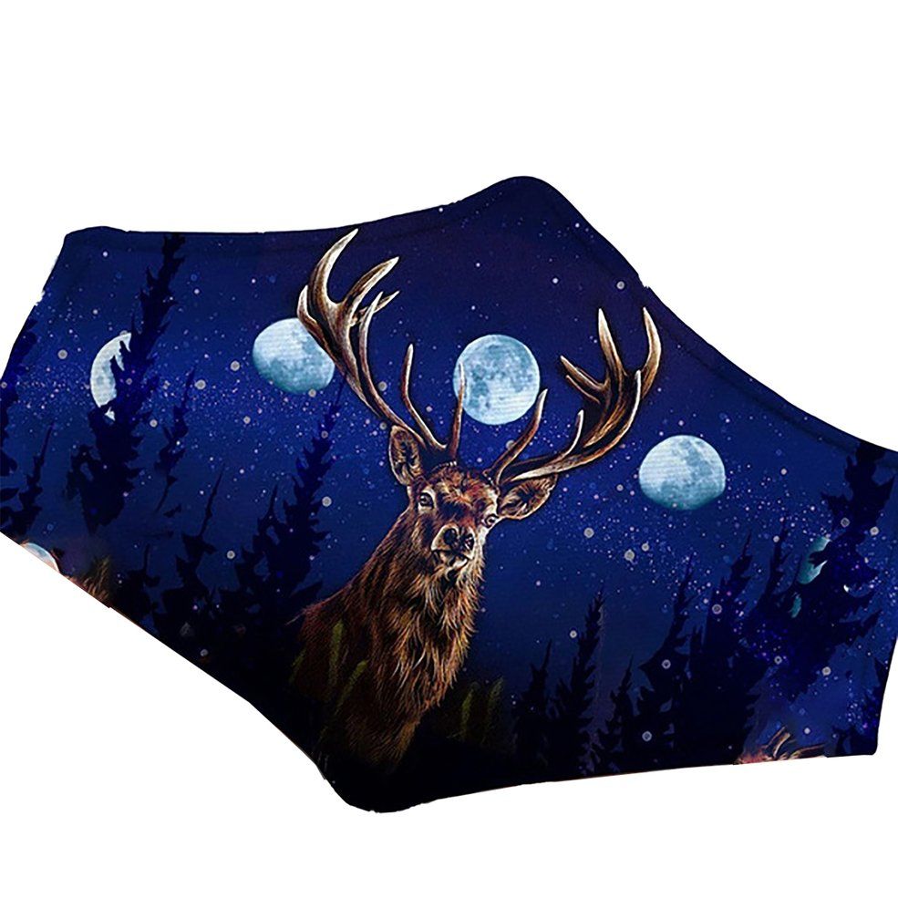 MA 1Pcs Unisex Fashion Face Mask Stylish Deer Print Face Mask Anti Dust Face Mask