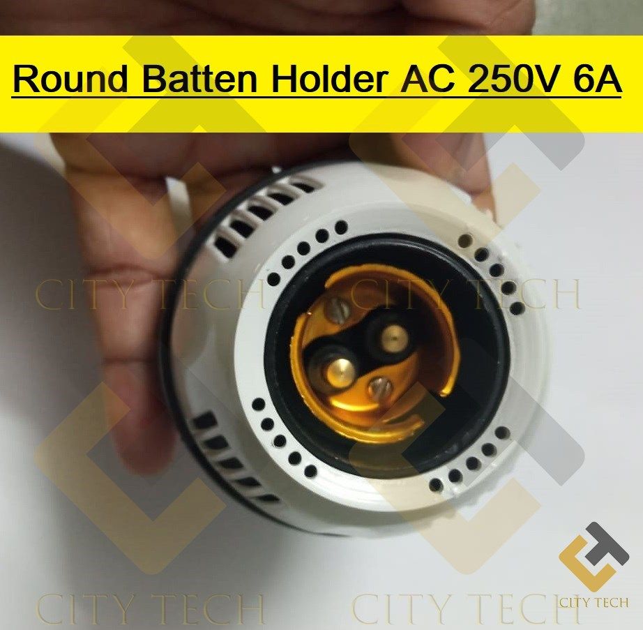 Electric Round Batten Holder AC 250V 6A Black With White Brass Contact Holder B-22 Pin Type LED Light Holder Decorative LED Batten Bulb Holder