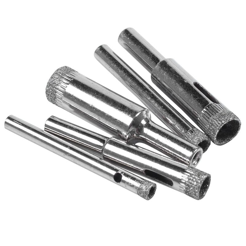 10Pcs Diamond Coated Core Hole Saw Bit Set Tool 5/6/8/10/12mm