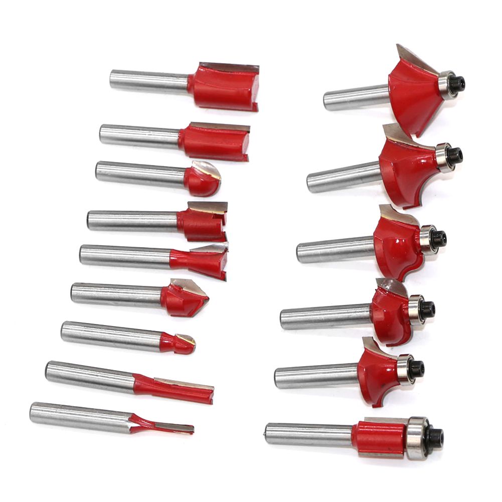15Pcs Woodworking Tools 1/2inch Carbide Shank Router Bit for Woodlling Cutter