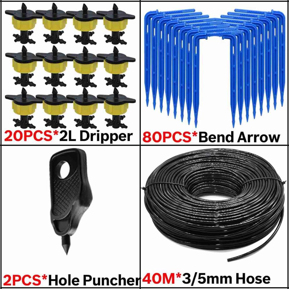 2L Drip Irrigation System  Spider Distribution Assembly with 4 Elbow Arrow Dripper 2L/H Drip Emitters Kit 3/5mm Hose