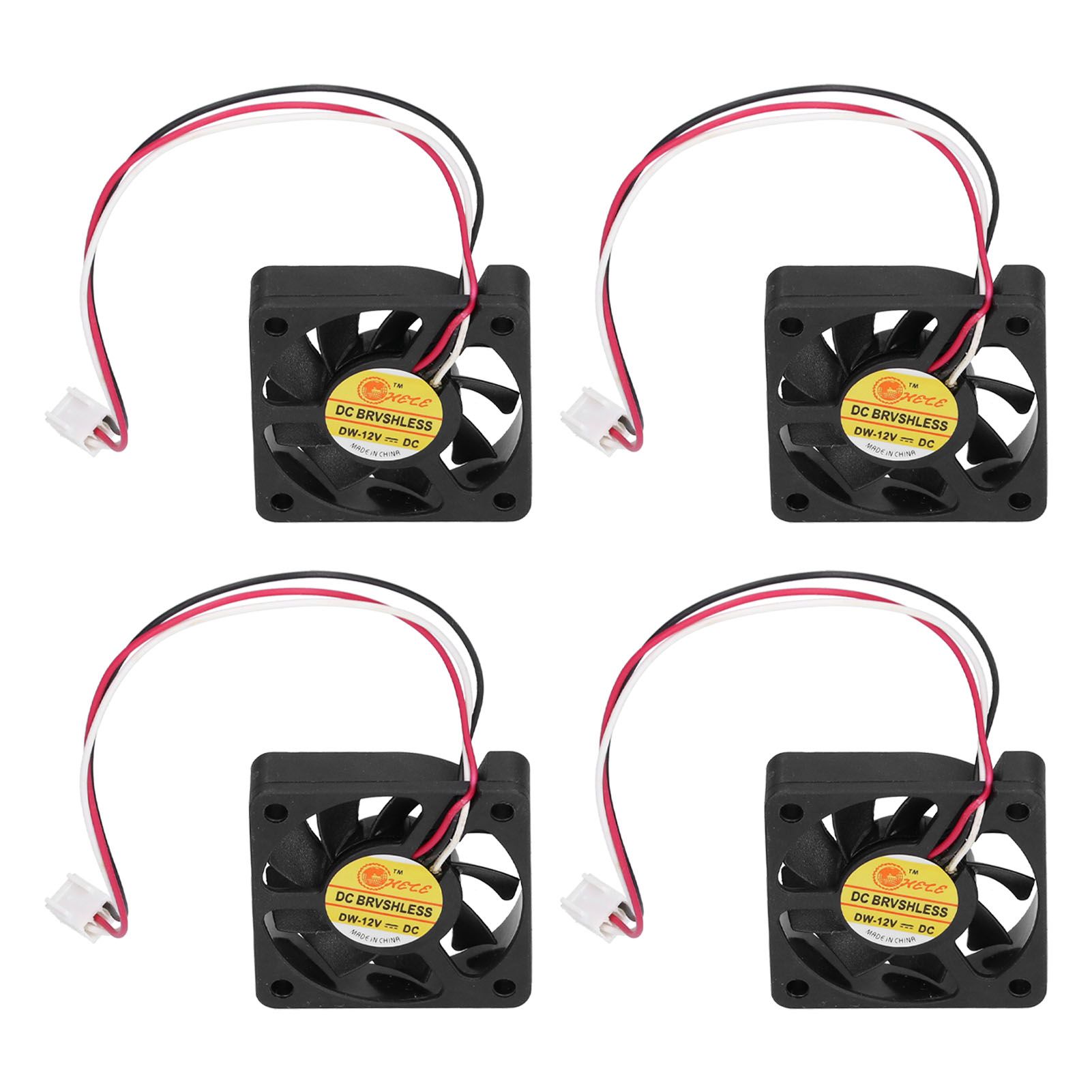 4pcs Cooling Heat Dissipation Fan DC12V 0.1A 3 Wire Connection Quiet