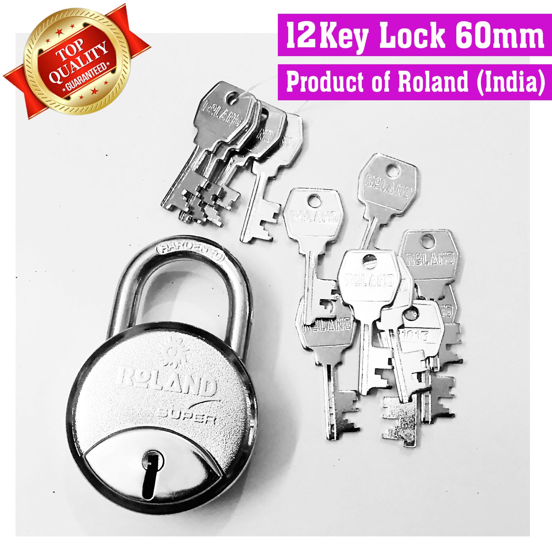 Lock with 12 Key Security Pad Lock Roland Indian Door Lock