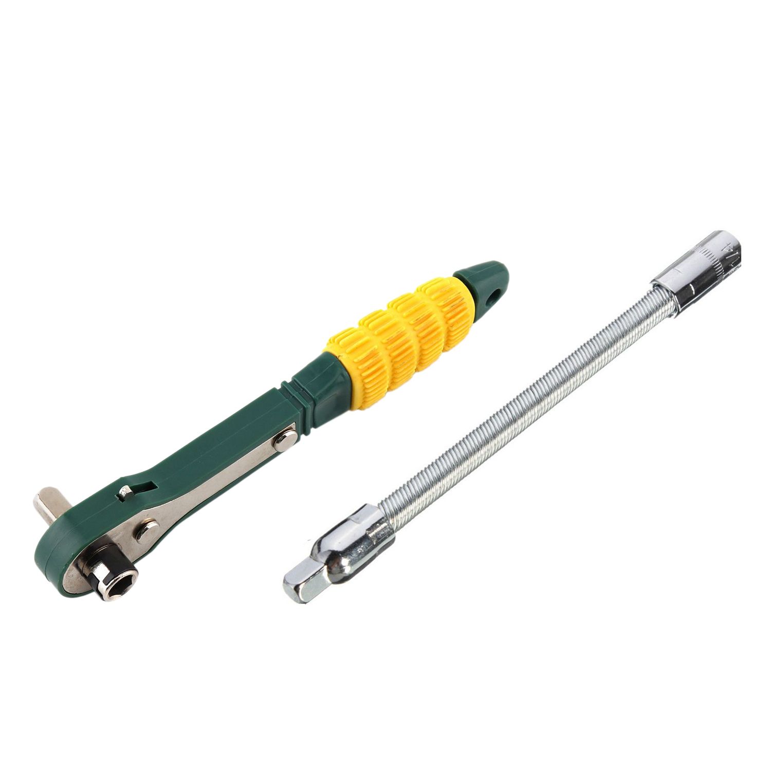 1x Mini 1/4 Head Screwdriver Pole 6.35mm Inner Hexagon Ratchet Socket Wrench with Dual-Head & 1PC 1/4Inch 6.3mm Drive Socket Tool Ratchet Flexible Extension Bars