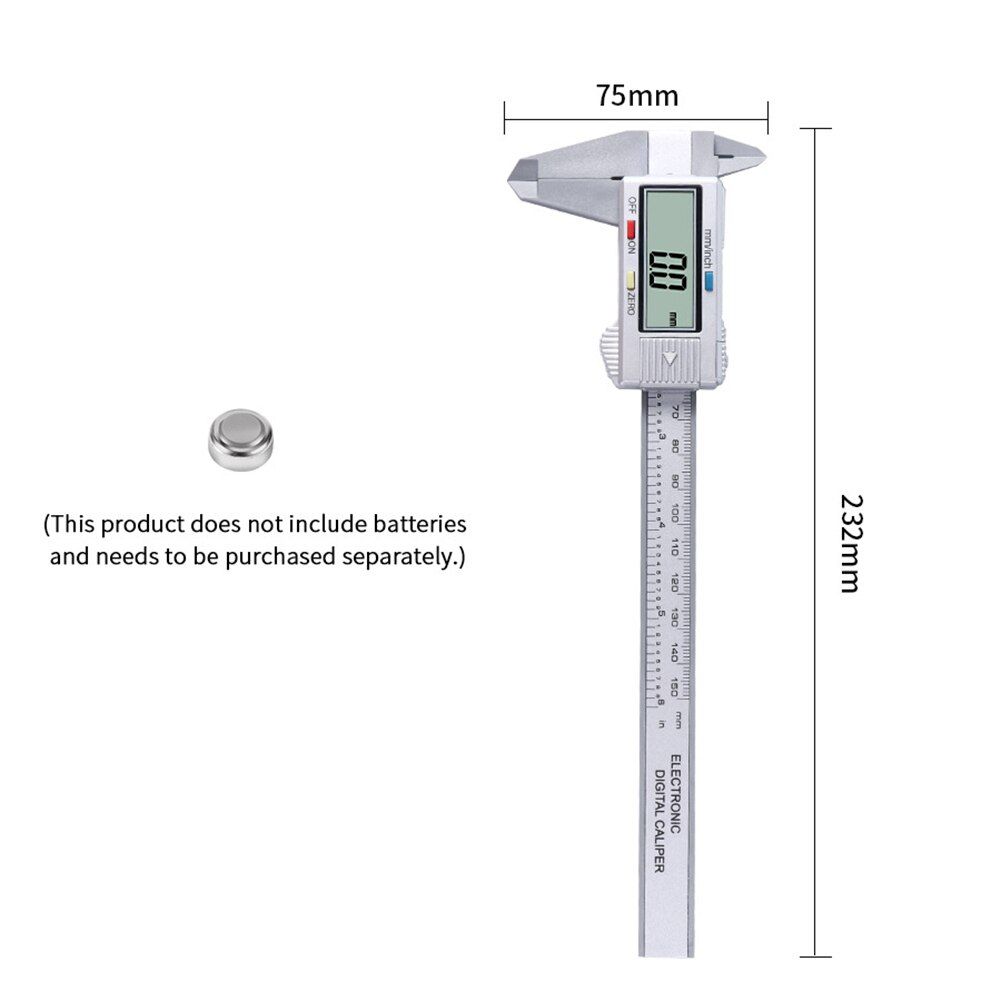 Classic LCD Digital Portable Electronic Carbon Fiber Vernier Multi-functional Caliper Practical Measure Gauge Micrometer-150mm silver