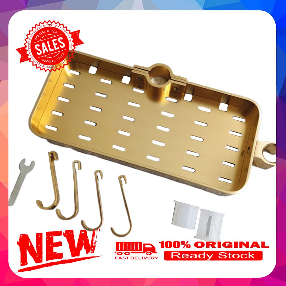 Bathroom Shampoo Storage Tray Lifting Rod No Drilling Rectangle Shower Shelf