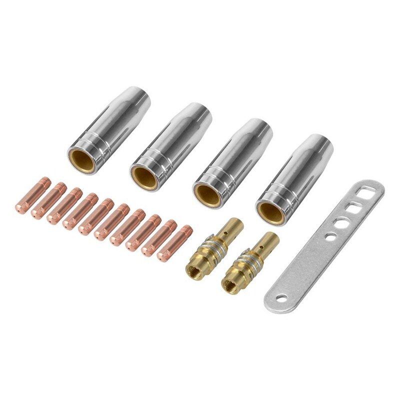 TOP 17Pcs/Set 15Ak Mig/Mag Welding Nozzle Contact Tips 0.8X25Mm M6 Gas Connector Holder Set
