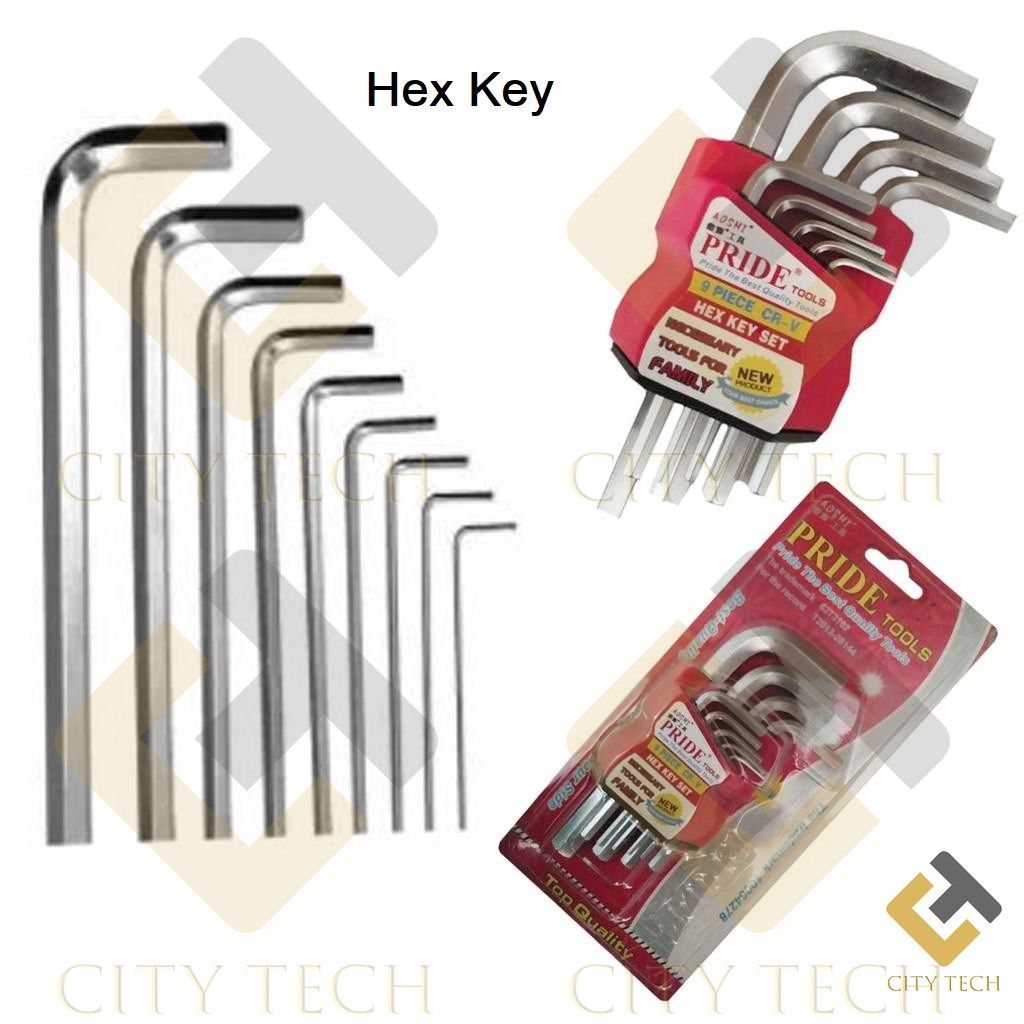 L Key Silver 9 Pieces Allen Keys Tools Set
