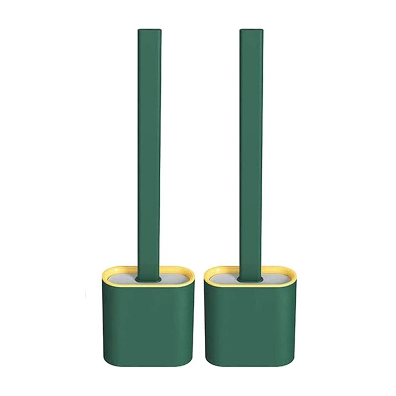 2 Pack Long Handle Toilet Brush with Holder,Cleaning Brush Set(Green)