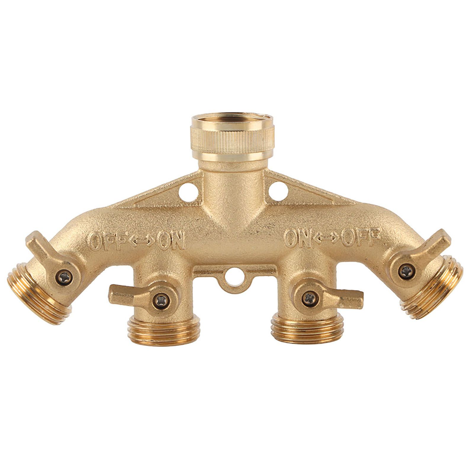 Brass Garden 4-Way Hose Splitter Adapter Ball Valve Water Faucet