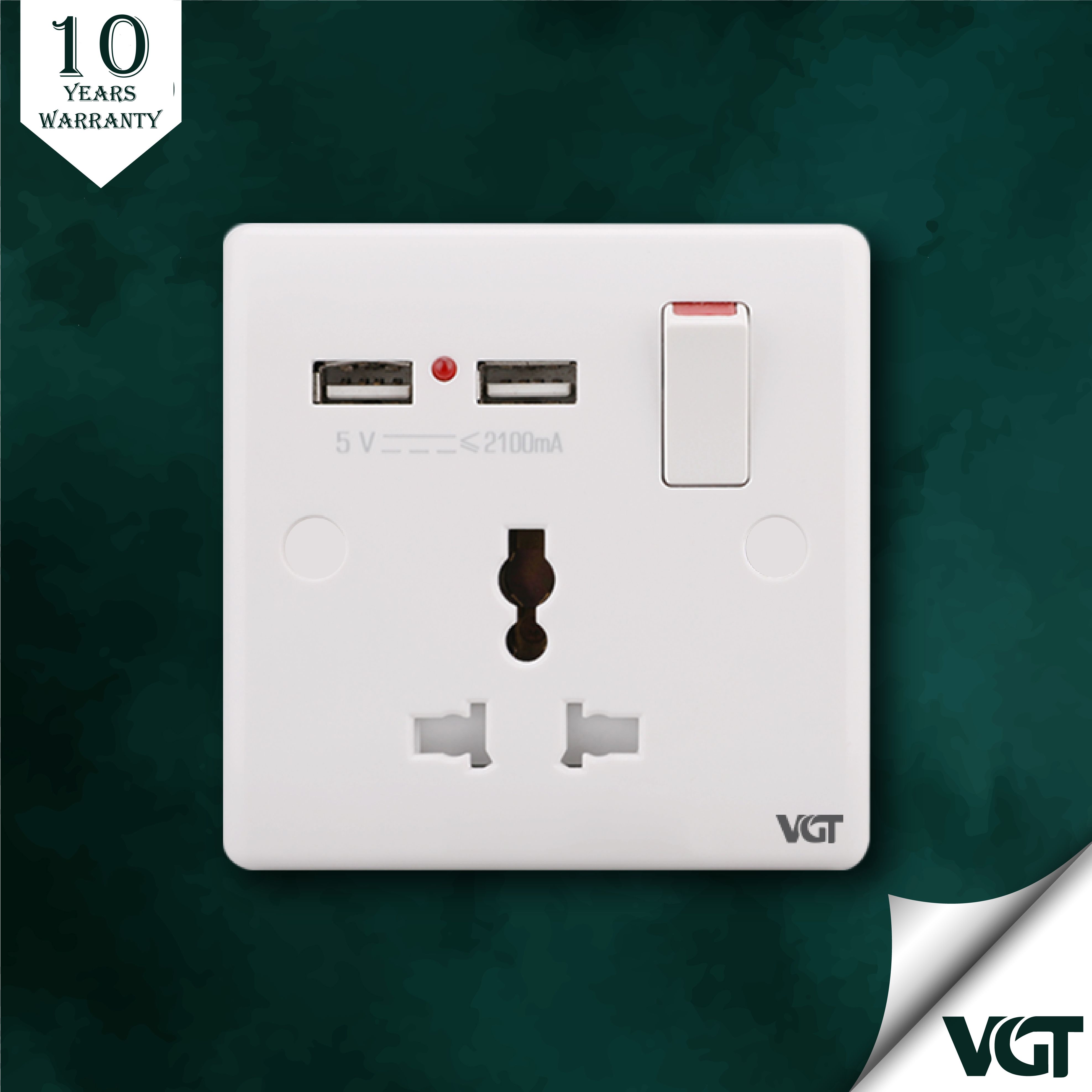 VGT - 3 Pin MF & 2 USB Socket (Classic Series)
