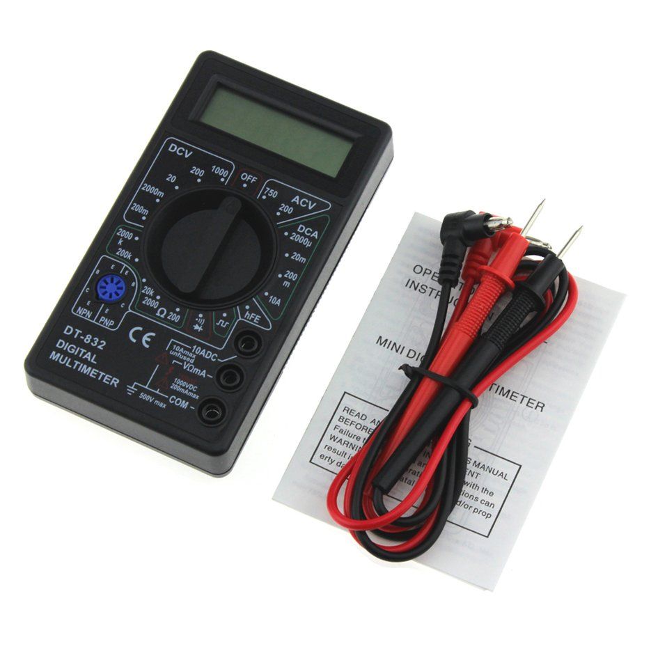 AC DT-832 Mini Digital Multimeter AC/DC Volt Amp Ohm Diode hFE Continuity Tester