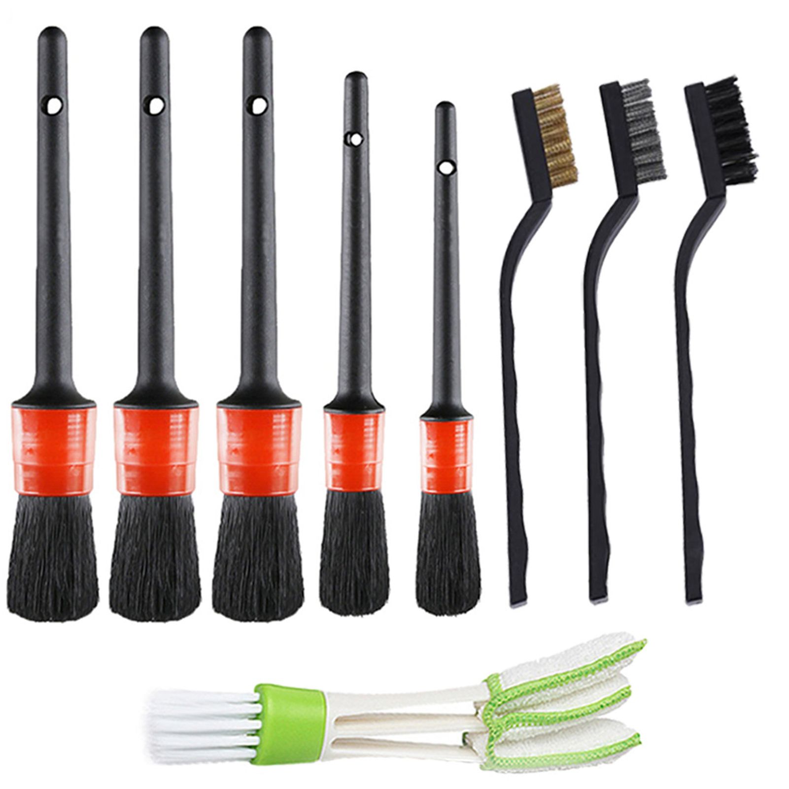 9 PCS Cleaning Brush Tool Set Car Cleaning Brush Bristle Car Washing Brush Set