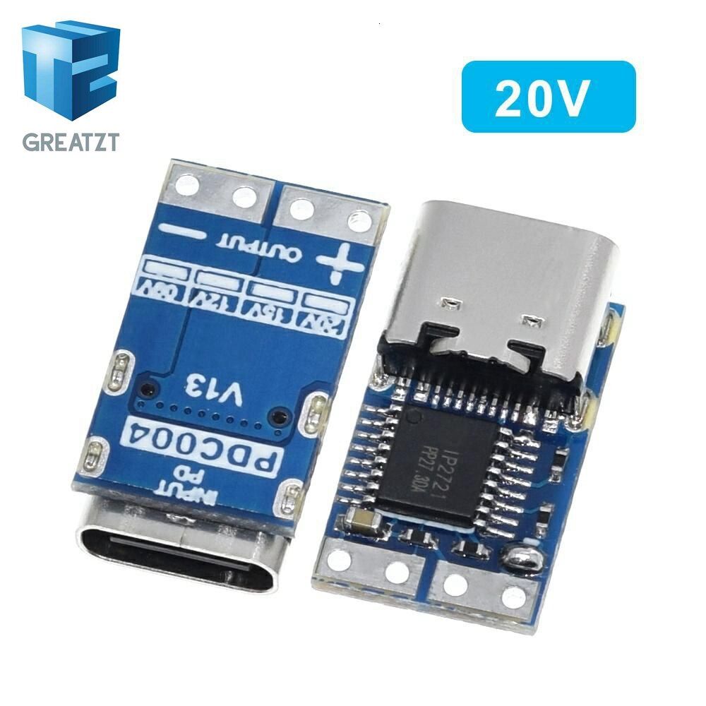 Type-C PDC004-PD PD decoy module PD2.0 PD3.0 to DC DC trigger extension cable QC4 charger 9V 12V 15V 20V