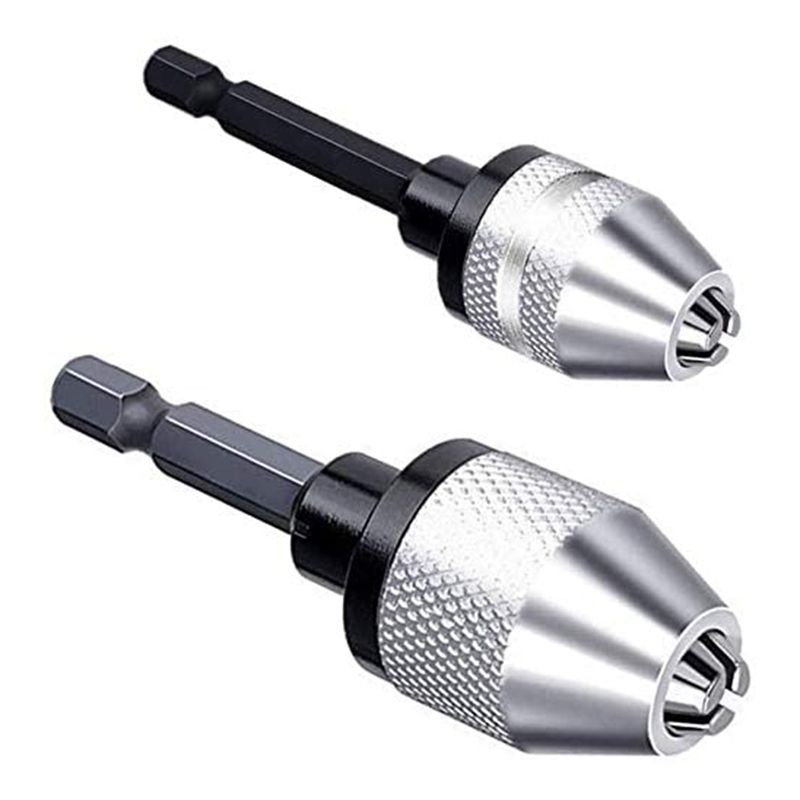 NANLIY-2 Pcs Hex Shank Keyless Drill Chuck 1/4 Inch Fast Change Adapter Converter Drill Adapter (0.3mm-3.6mm 0.3mm-6.5mm)