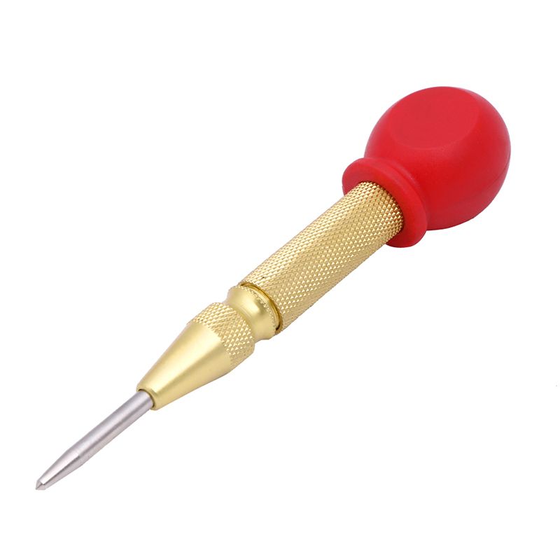 1Pcs HSS Center Punch Stator punching Automatic Center Pin Punch Spring Loaded Marking Drilling Tool With A Protective Sleeve-Red & Gold - Red & Gold