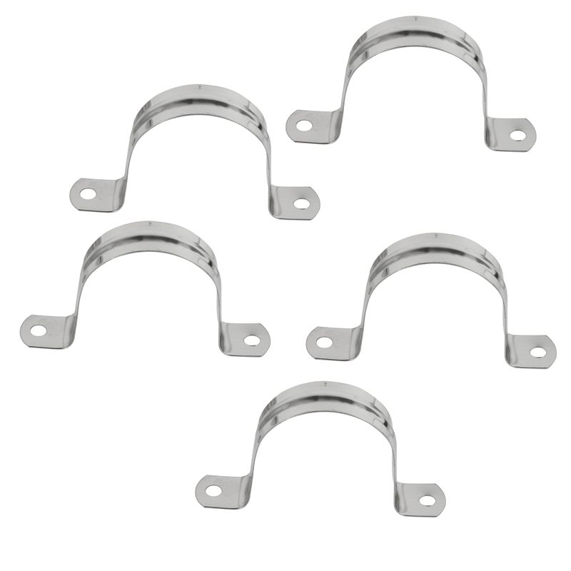 5x Rigid Conduit 2-Hole Pipe Straps Clips Clamps for 50mm Dia Tube Silver