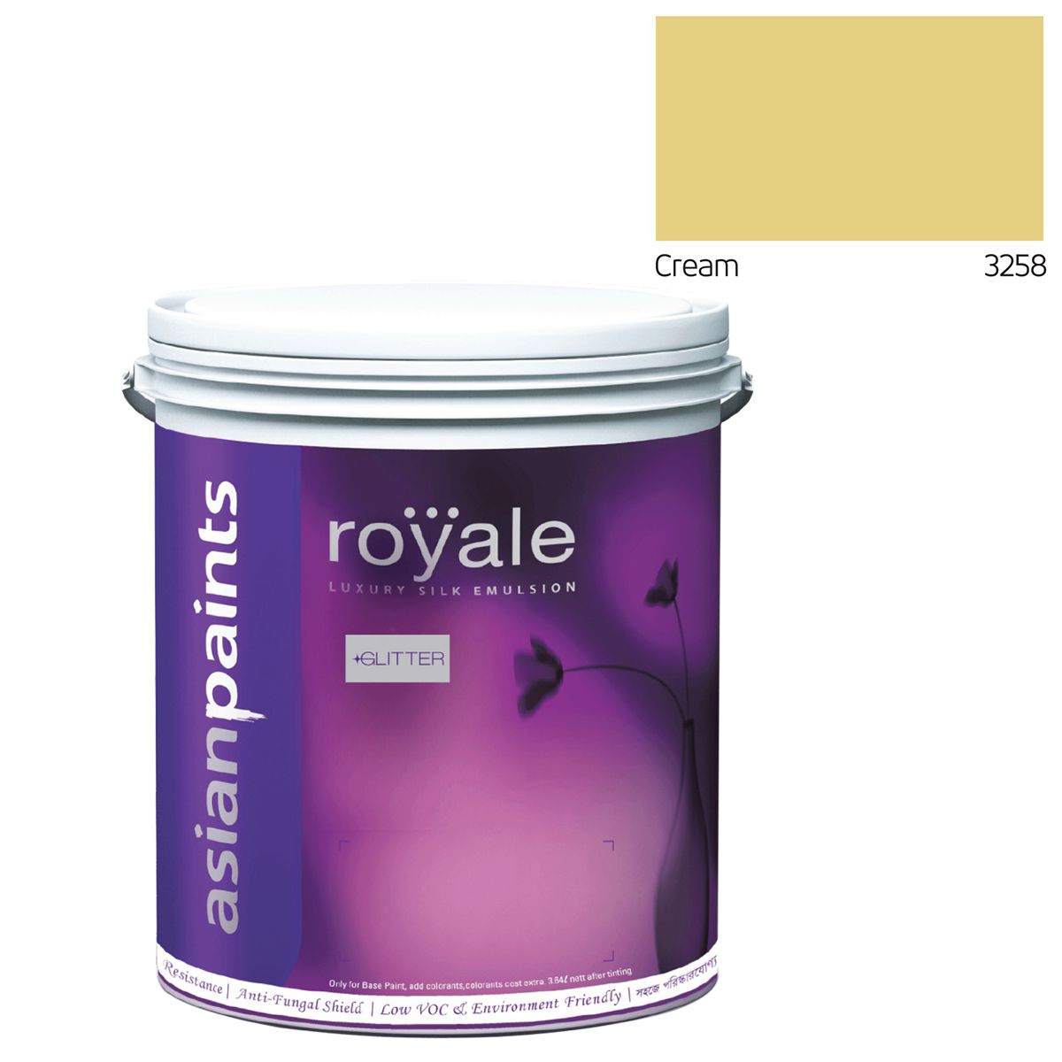 Asian Paints Royale Luxury Silk Emulsion Glitter (Gold) - Cream - 4L