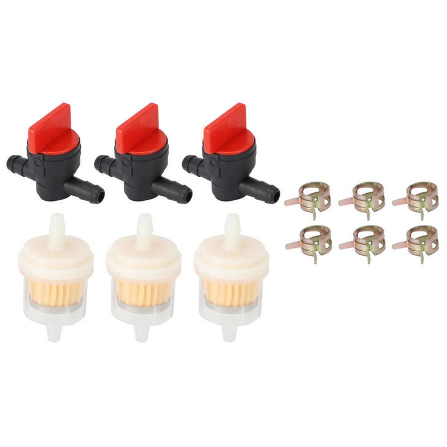 Limeng La G1/4 Gas Tank Shut Cut Off Valve Filter Clamp Kit for Garden Brush Cutter Lawn Mower Carburetor