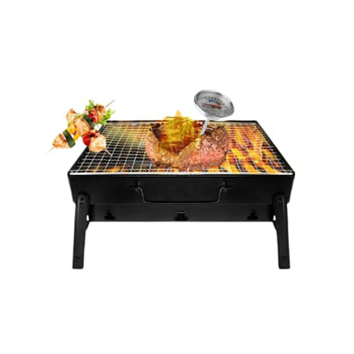 5-In-1 Combo Offer BBQ Machine+12 Pieces BBQ Stick+2 Pieces Silicone Oil Brush+Steel Food Clip+Bamboo Shashlik Stick 8 inch 1 Pack
