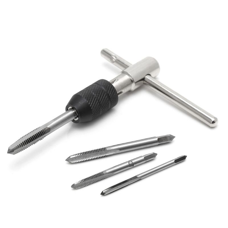 5pcs/Set T Type Machine Hand Screw Thread Taps Reamer M3/M4/M5/M6 Tap Set With Twist Drill Bits And Wrench