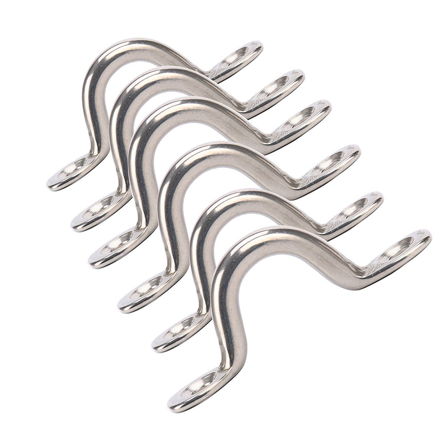 Harmony Pack of 6 Stainless Steel Bimini Boat Top PAD EYE , Eye Straps, Tie Down, Kayak Deck Loops, Tie Down Anchor Point, footman's loop FOR Kayak Canoe Rigging