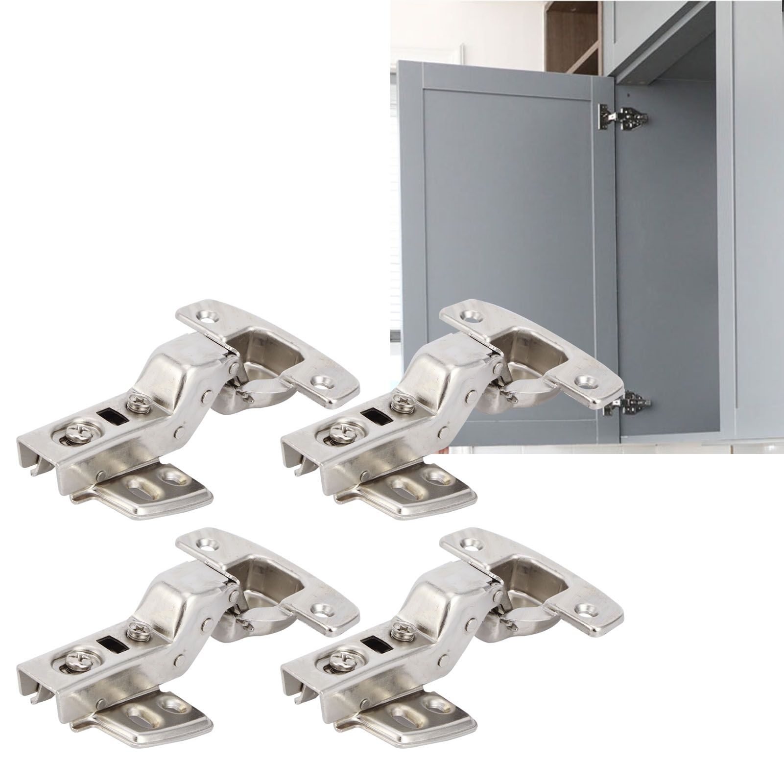 Steel Hinge 4Sets Hinges for Cabinet Kitchen W/Damping Buffer Door Bisagra Cold Rolled Hardware