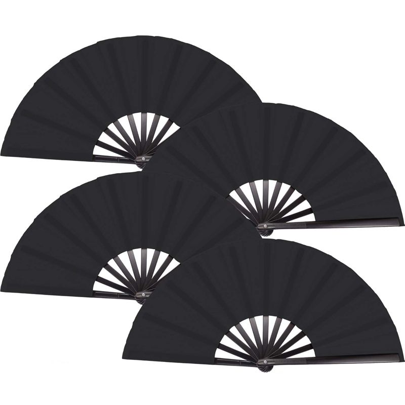 4 Pack Folding Hand Fan Hand Folding Fans Chinese Tai Chi Folding Fan for Men and Women Performance, Dance, Decorations(null)
