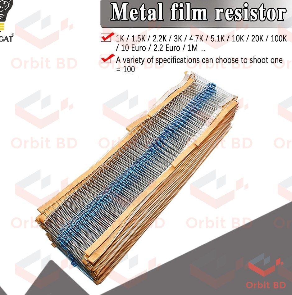 1% Carbon Film Resistor 220 Ohm 1/4W- 100Pcs