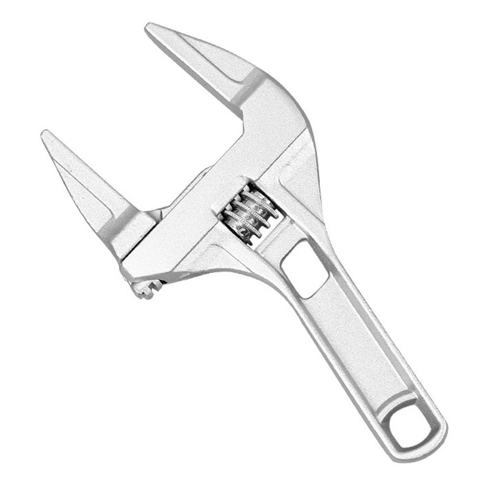Universal Multifunctional Short Handle Wrench Large Opening Bathroom Wrench-silver