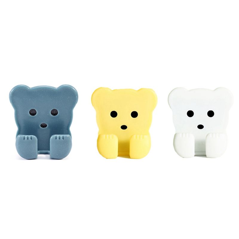 Cute Bear Wall-Mounted Sticker Punch-Free Hook Paste Plug Socket Holder Plug Fixing Multifunctional Seamless Hook Holder
