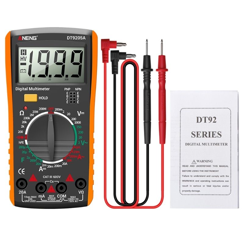 AN9205A DC Digital Multimeter Test Voltmeter Resistance Capacitance LCD Display 2000 counts Transistor Diode Meter X7XD