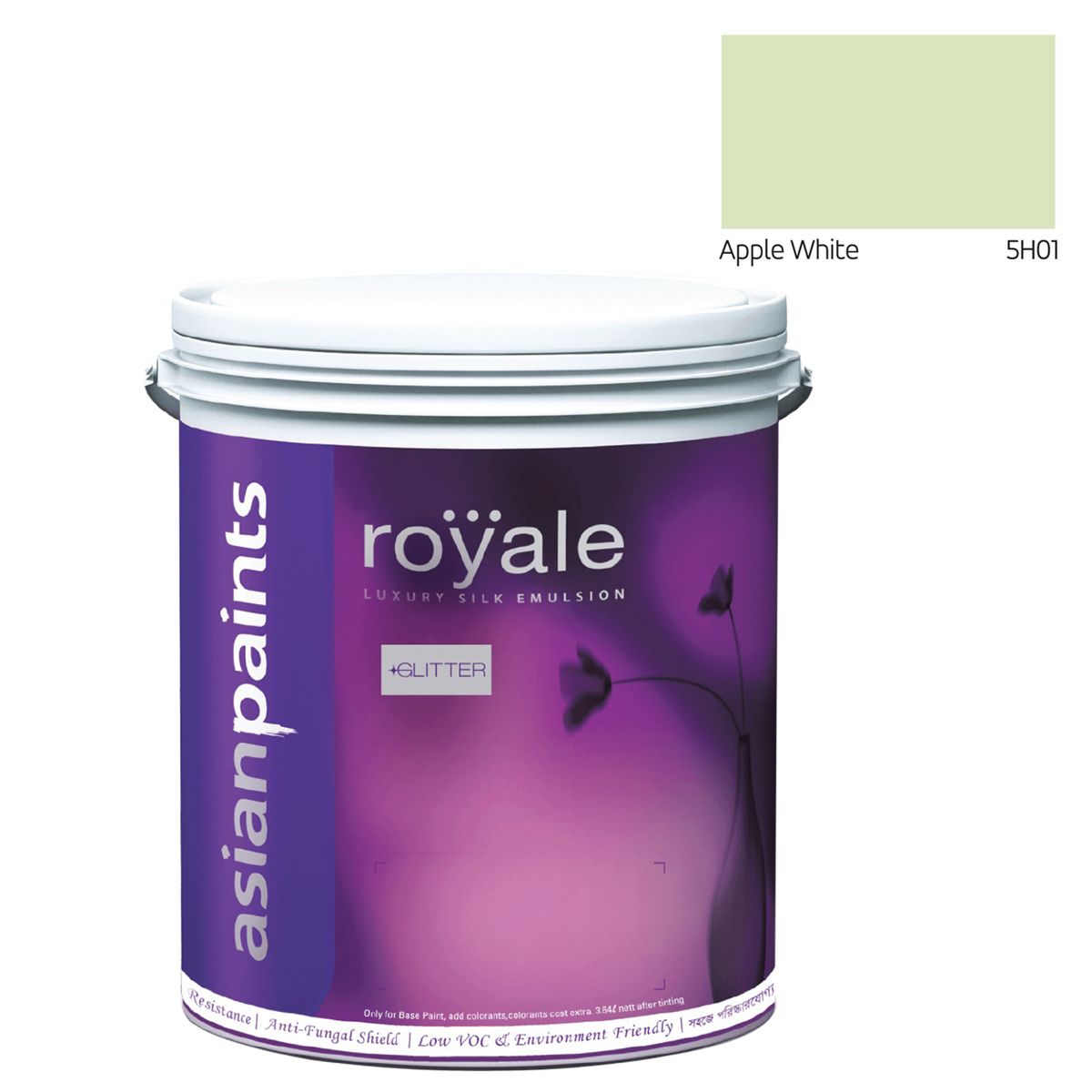 Asian Paints Royale Luxury Silk Emulsion Glitter (Silver) - Apple White - 200 ML