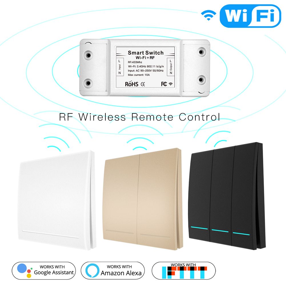 MS-101WR RF433+WIFI 90-250V Wireless Remote Control Smart Switch Smart Life/Tuya APP Works With Alexa Google Home Voice control