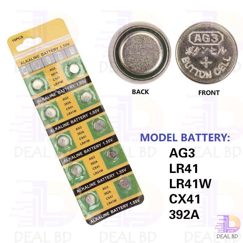 Alkaline Button Coin Cell Battery 1.55V LR41W AG3 392A CX41 SR41W 28mAh 1.5 Volt Batteries