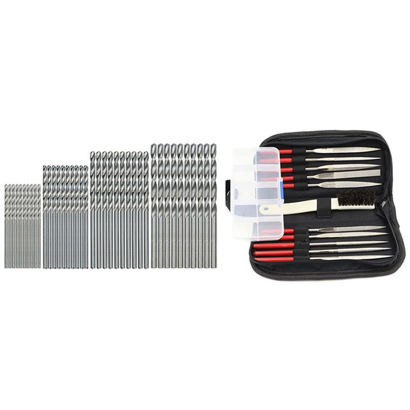 50 Pcs HSS High Speed Steel Building Drill Bit Set Tool with Diamond Needle File Set Diamond File Set Sickle Hand Tool