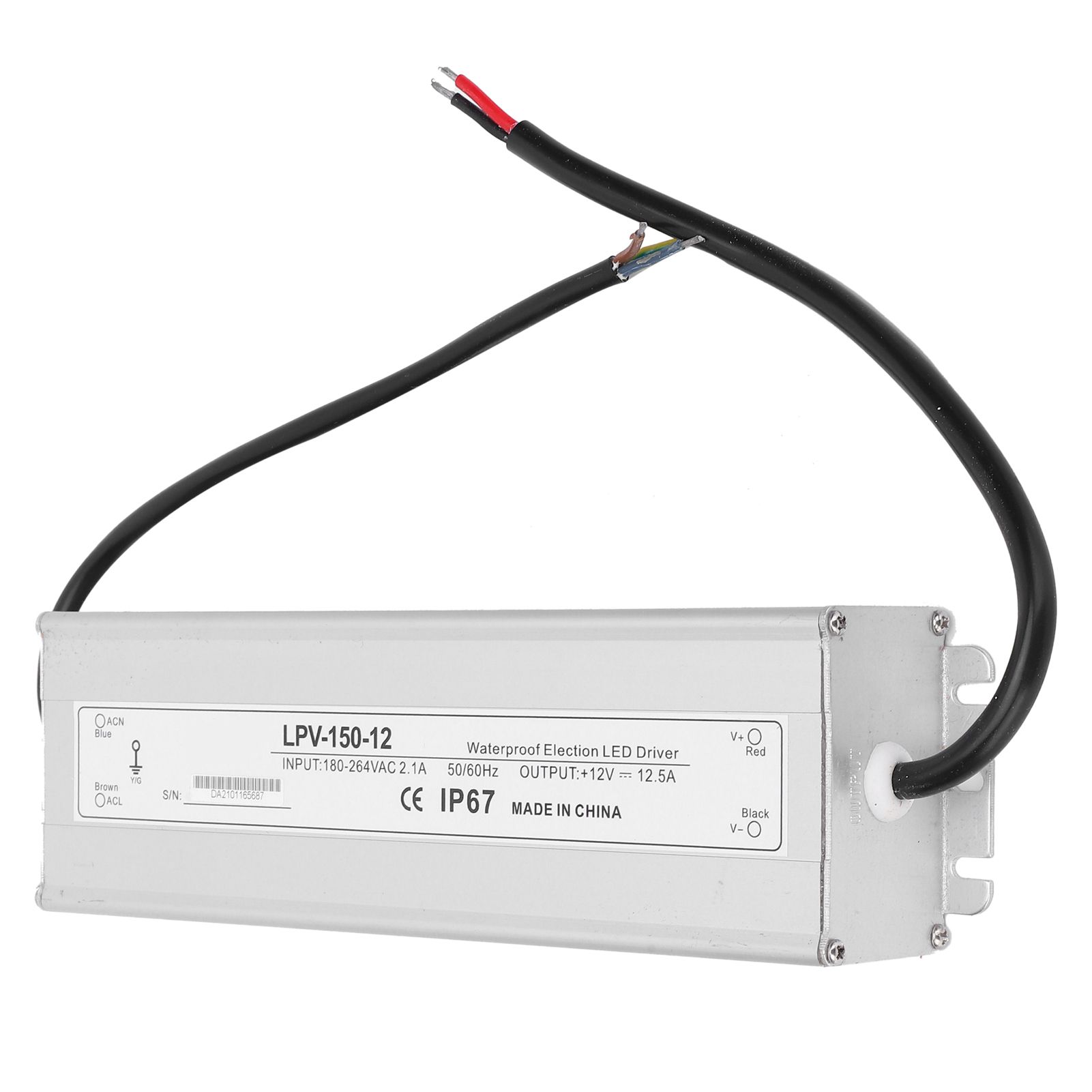 Overvoltage Protection Switch DC12V 150W LPV‑150‑12 Waterproof Power Supply IP67 Aluminum Alloy for Outdoor Professional