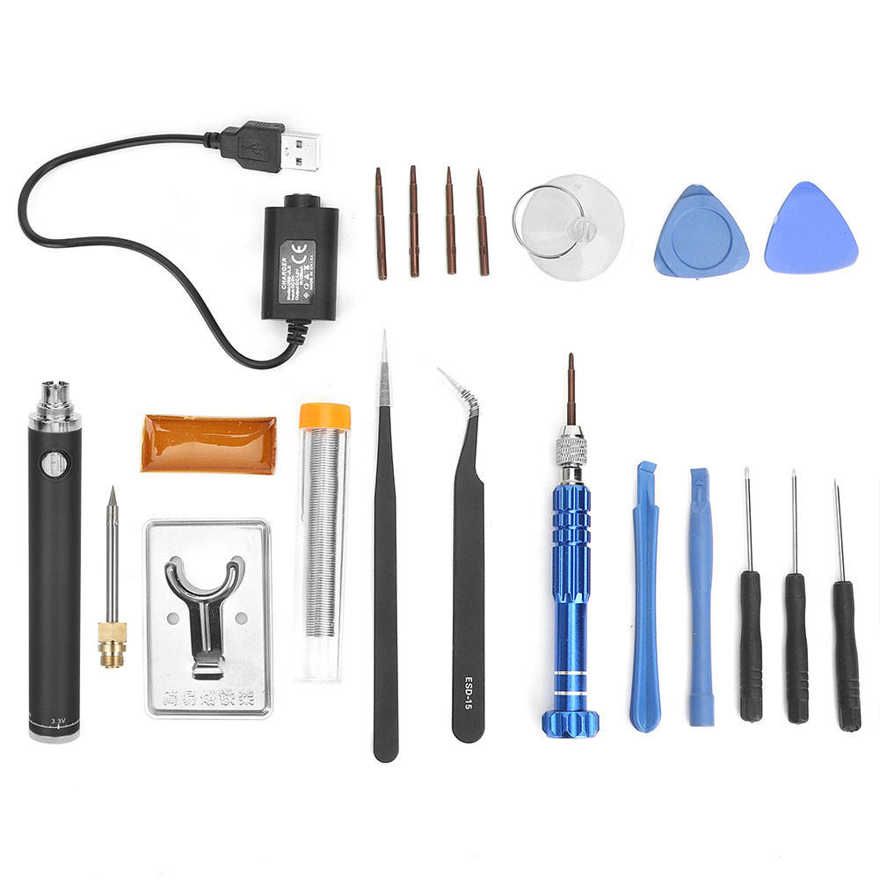 USB Charging Soldering Iron Set Portable Cordless Electric Solder Pen Welding Tool