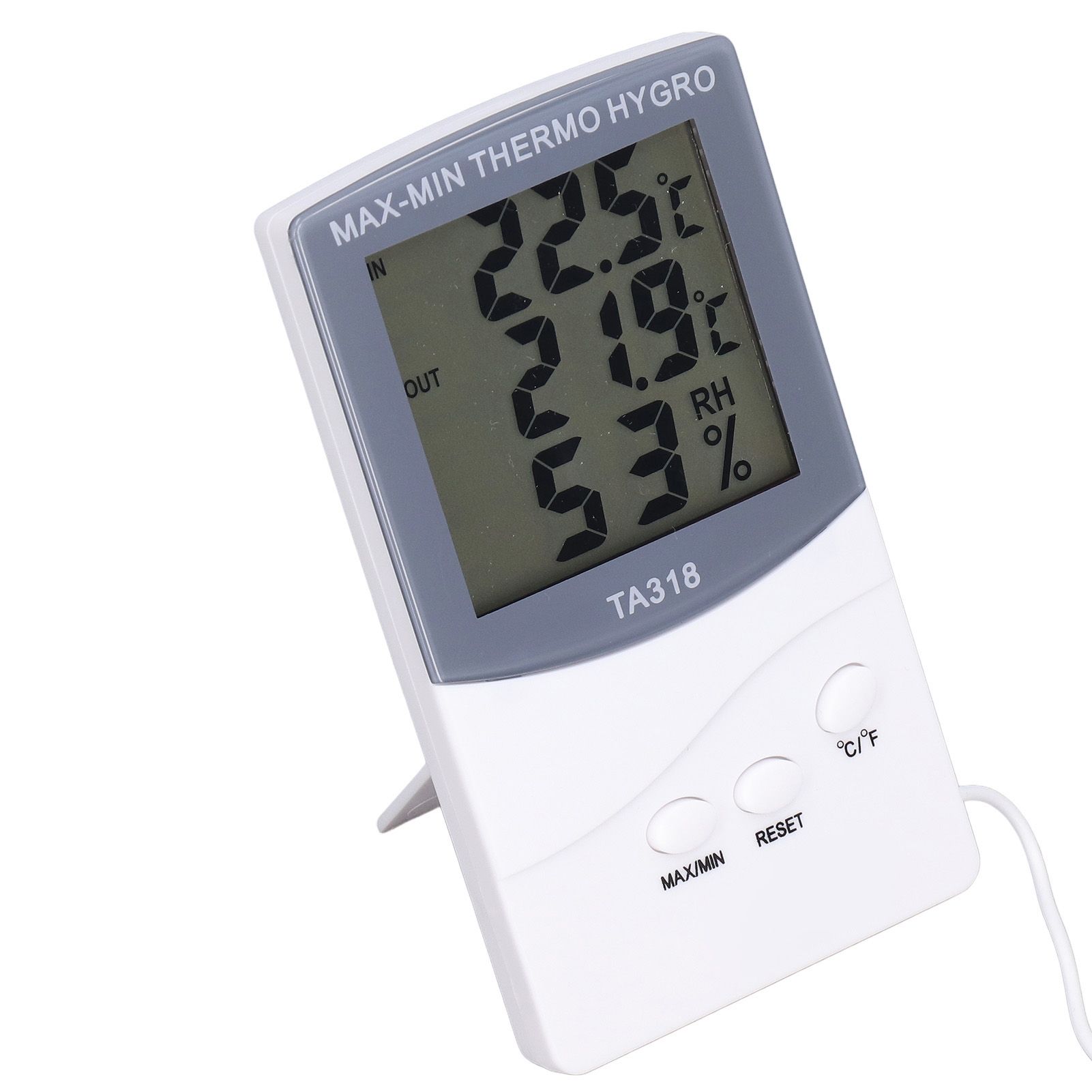 Indoor Outdoor Digital Thermometer 25% RH to 98% ‑50 70℃ With Probe Large Screen Temperature Humidity Meter