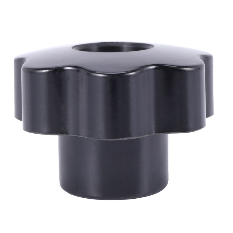 M10 10mm Dia Thread Black Plastic Star Head Clamping Knob Grip