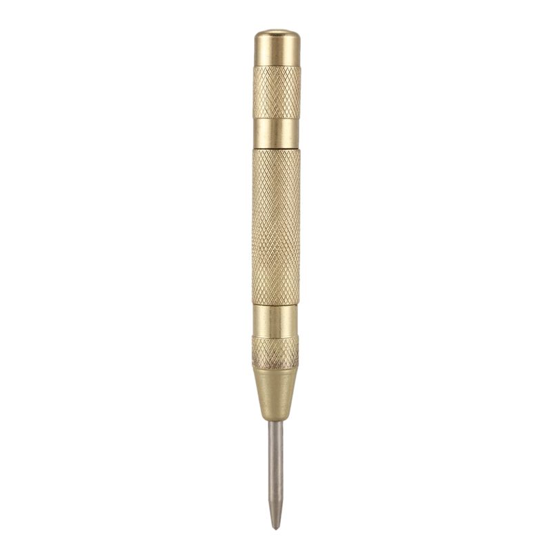 Brass Yellow Automatic Center Punch Spring Loaded Chrome Rivet Screw Auto Mark Hole Length 127mm