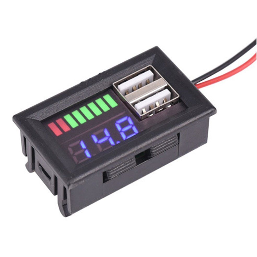 LED Digital Voltmeter Voltage Meter Volt Tester Dual USB 5V 2A For DC 12V Car