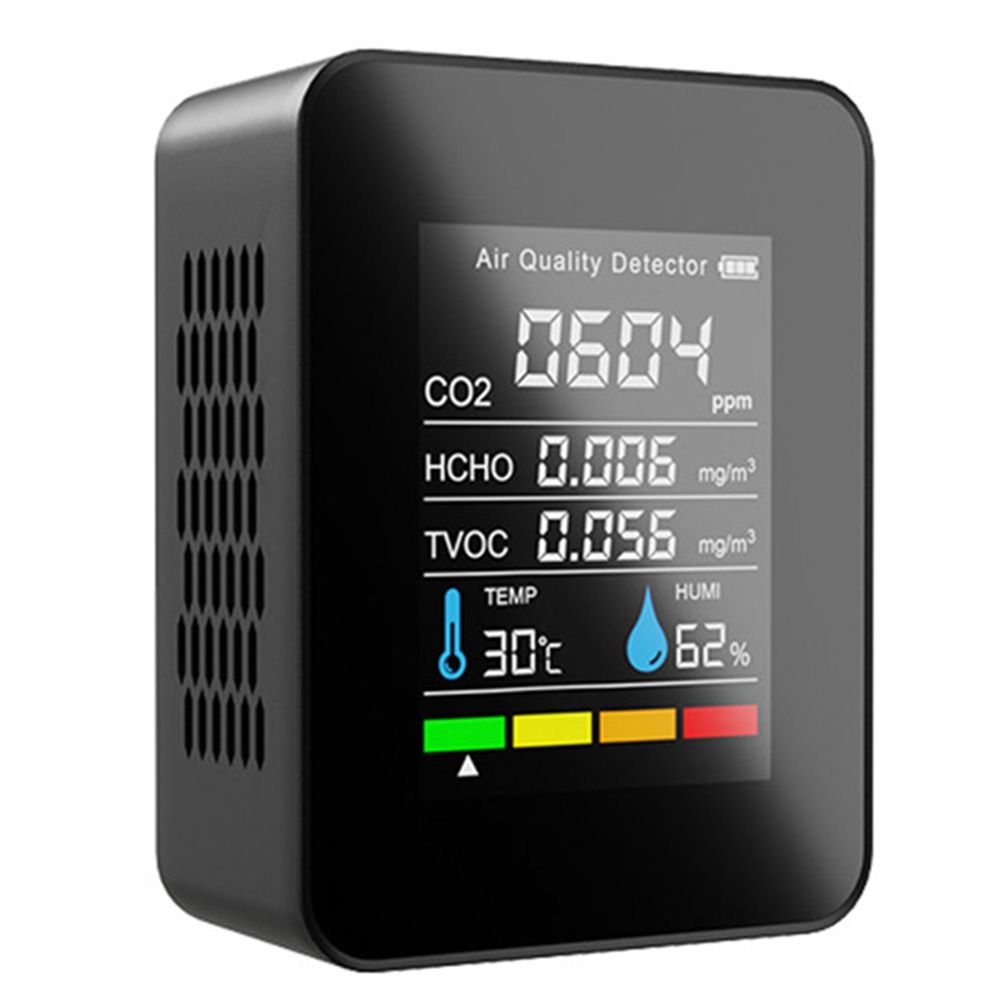 5 In1 CO2 Meter Digital Temperature Humidity Tester Carbon Dioxide Detector Air Quality Monitor TVOC HCHO Analyzer-A